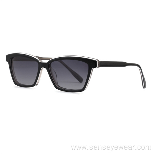 Custom Logo Vintage Bevel Acetate Polarized Sunglasses